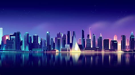 Cityscape Neon Reflections World Neon Sky HD Wallpaper Pxfuel