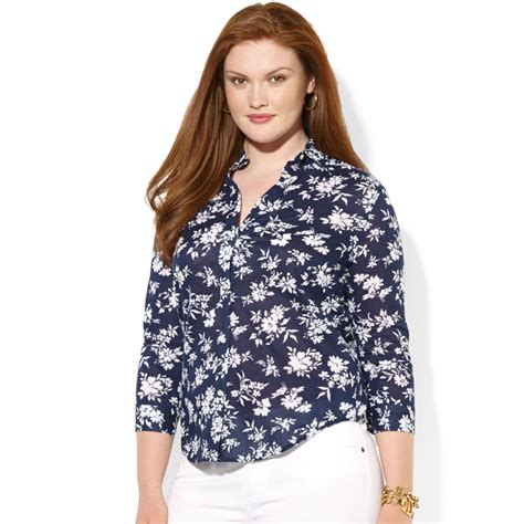 Lyst Lauren By Ralph Lauren Plus Size Three Quarter Sleeve Floral