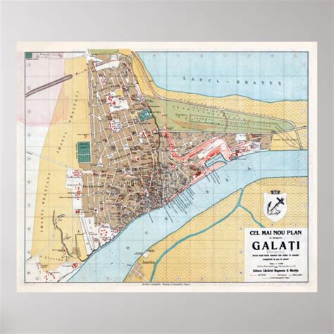 Vintage Galati Romania Map (1914) Poster | Zazzle.com