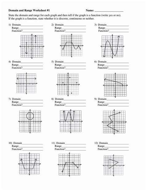 Identify Domain And Range From A Graph Worksheet