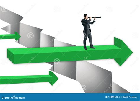 Businessman On Green Arrow Over Gap Stock Photo Image Of Challenge