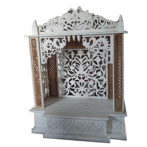 Indoor Rectangular 17mm White Carved Marble Temple For Worship Size