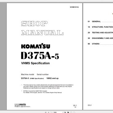 Komatsu Bulldozer D A Shop Manual Sebm