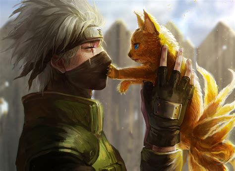 Hatake Kakashi And Baby Kyubi Graphics Hd Wallpaper Wallpaper Flare