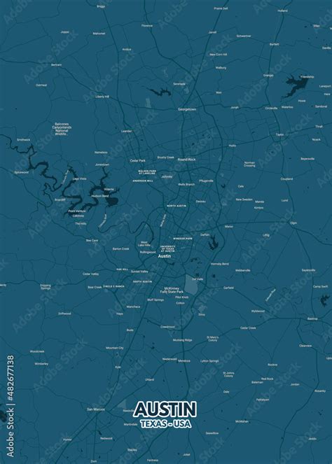 Poster Austin - Texas map. Austin - Texas road map. Illustration of ...