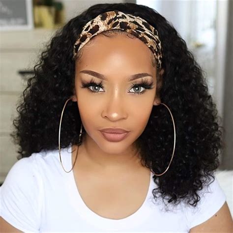 Headband Wig Human Hair Glueless Curly Headband Wigs For Black Women