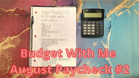 Budget With Me August Paycheck Zero Based Budget Debt Free