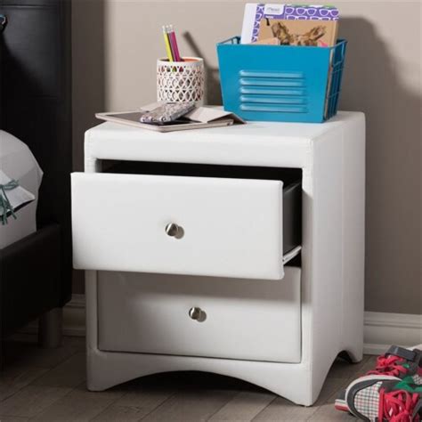 Baxton Studio Dorian Drawer Faux Leather Nightstand In White Ralphs