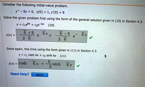 SOLVED Consider The Following Initial Value Problem Y 6y 0 Y 0