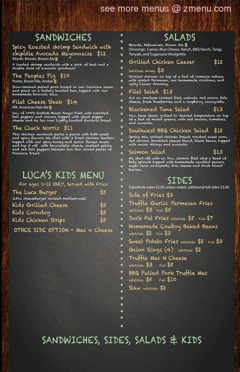Menu At Blackened Brew Pub And Bar Hammond