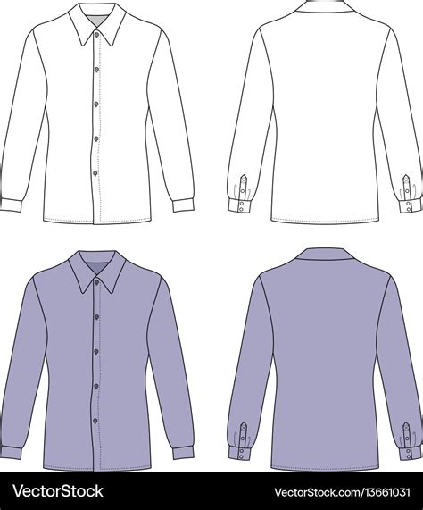 Long Sleeve Mans Buttoned Shirt Royalty Free Vector Image