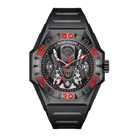 Reef Tiger Rt Brand All Black Automatic Mechanical Stainless Steel Men