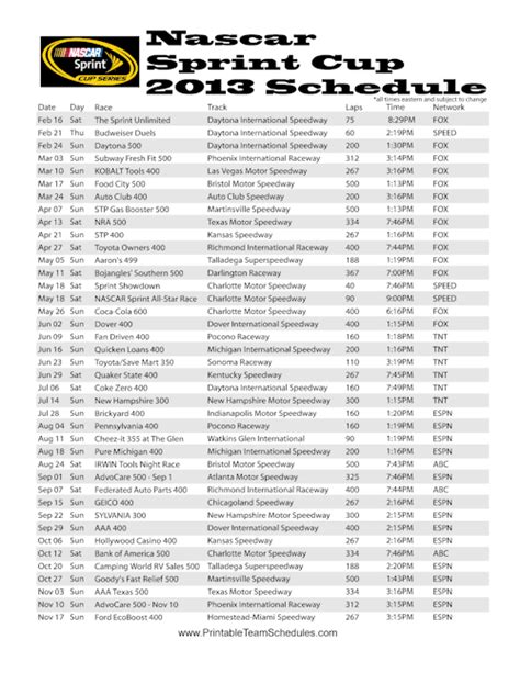 2025 Nascar Cup Printable Schedule - Ida Winnah