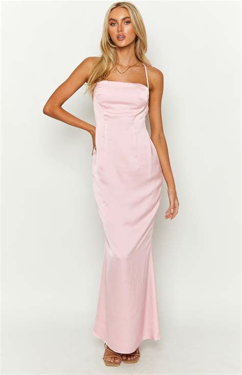 Party Girl Pink Satin Maxi Dress In Blush Pink Maxi Dress Maxi