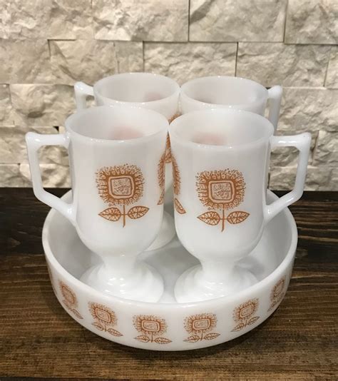 Vintage Federal Milk Glass Irish Coffee Mug And Serving Etsy