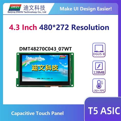 Dwin 4 3 Inch TFT LCD Module With 480 272 Resolution Uart Serial Touch