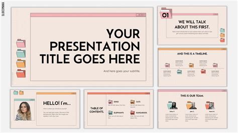 Interface with file folders | Free PowerPoint template & Google Slides ...