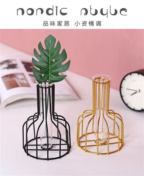 Metal Wire Decorative Glass Tube Vase Flower Vase Pot Etsy