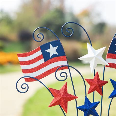 Glitzhome 30 25 Wood Metal Patriotic Flags Yard Stake Michaels