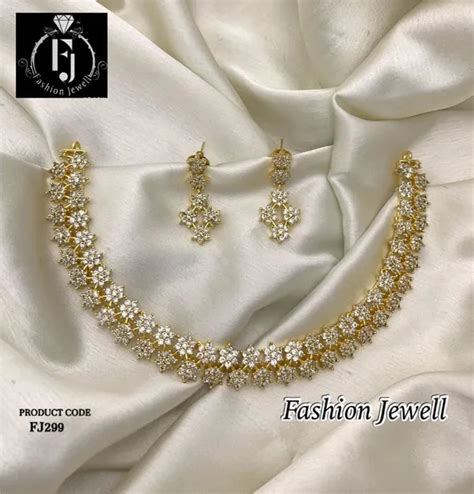 Fashion Jewell Premium Quality Ad Stone Gold Finish Necklaceset Price