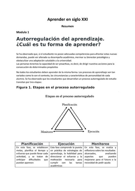 Resumen Aprender Siglo Xxi Aprender En Siglo Xxi Resumen Modulo