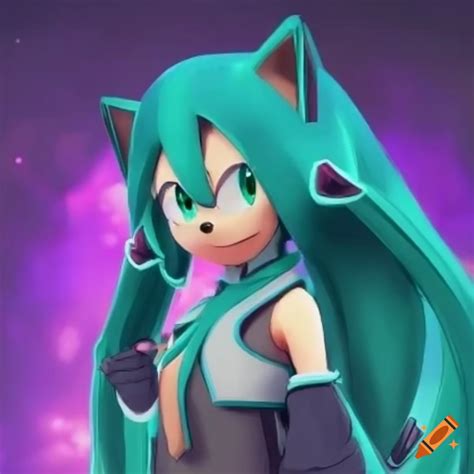 Artistic Fusion Of Hatsune Miku And Sonic The Hedgehog On Craiyon