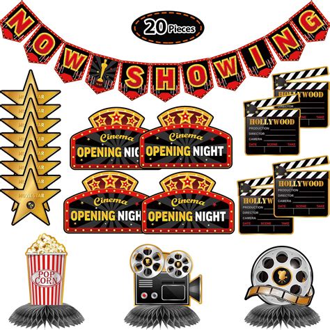 Buy 20 Pieces Hollywood Movie Night Party Decorations Kit Now Showing