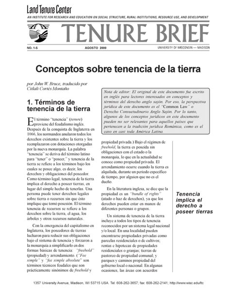 Conceptos Sobre Tenencia De La Tierra