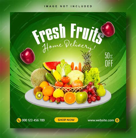 Premium Psd Fresh Fruits Banner Social Media Flyer Design