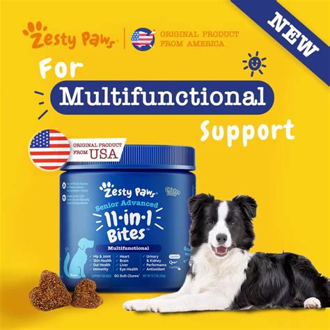 Zesty Paws Senior Advanced 11 In 1 Multivitamin Bites Soft Chews For