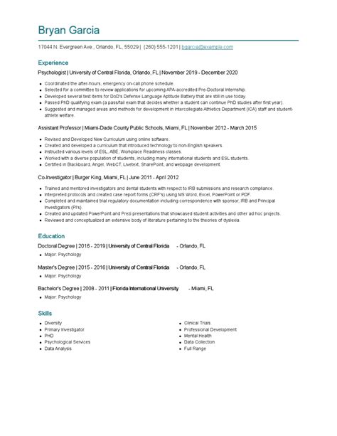 Psychologist Resume Examples and Tips - Zippia