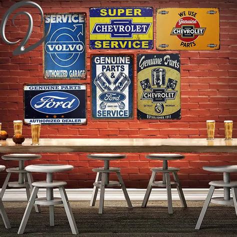 Service Authorized Garage Tin Signs 20 30cm Bar Pub Home Wall