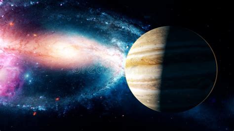 Realistic Beautiful Planet Jupiter From Deep Space Stock Illustration - Illustration of ...