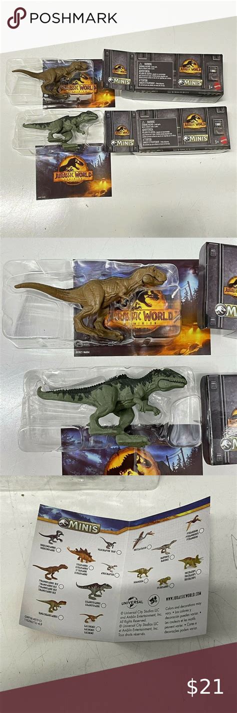 2022 Mattel Jurassic World Dominion Mini Dinosaur T Rex And Giganotosaurus Figures Jurassic