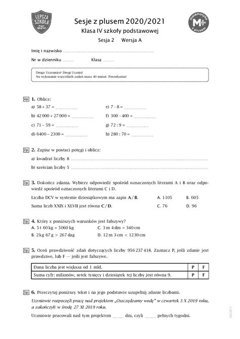 Wiczenia Matematyka Z Plusem Klasa 6 Question