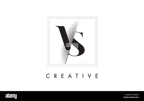 Vs Letter Logo Design With Creative Intersected And Cutted Serif Font