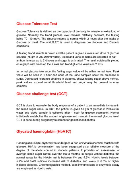 Glucose Test Helpful Important Notes Glucose Tolerance Test Glucose