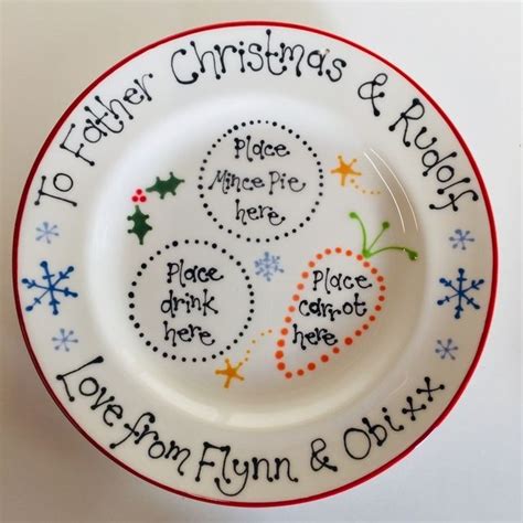 Hand Painted Personalised Ceramic Christmas Eve Plate Unique Pottery