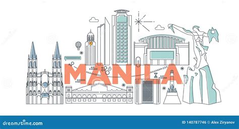 The Manila Cathedral Intramuros Manila The Philippines Asia Vector