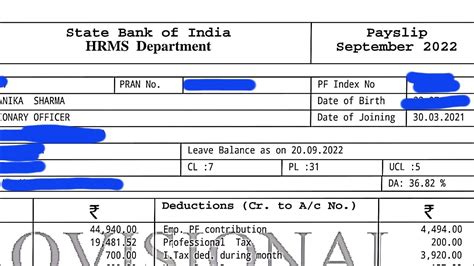 September Salary Slip Of Sbi Po K K Latest Salary Slip