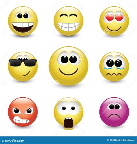 Smiley Faces Expressing Different Feelings Stock Vector Illustration