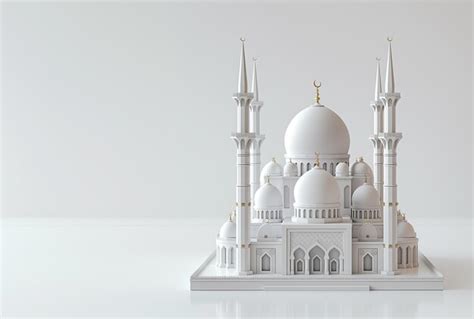 Premium Photo 3d Model Of A White Mosque With Golden Dome