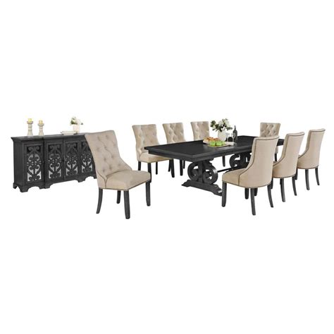 Best Quality Furniture Jade 10 Piece Rectangle Gray Dining Set With