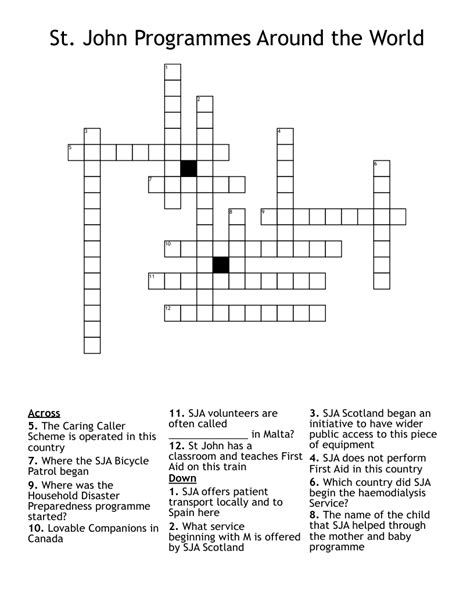 St John Programmes Around The World Crossword Wordmint