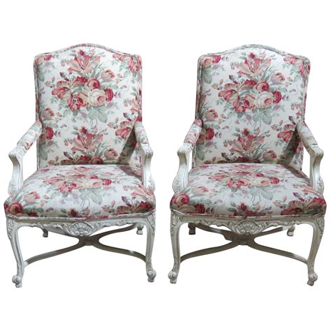 Pair Of Louis XVI Style Cream Painted Armchairs Of Fauteuils For Sale