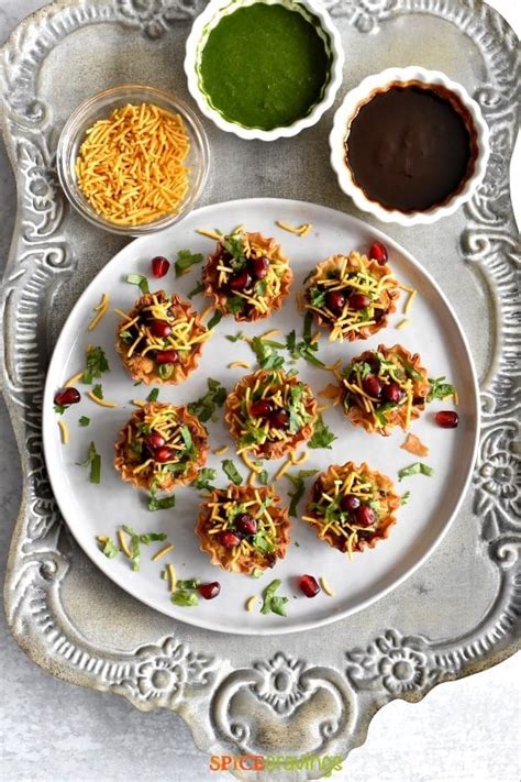 Samosa Chaat Phyllo Cups Oven Airfryer Crisplid Spice Cravings