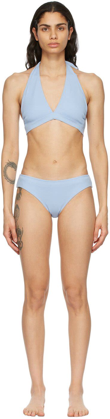 Ganni Blue Recycled Bikini Chambra Editorialist