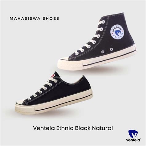 Jual Sepatu Ventela Ethnic High Low Black Natural Original Made In