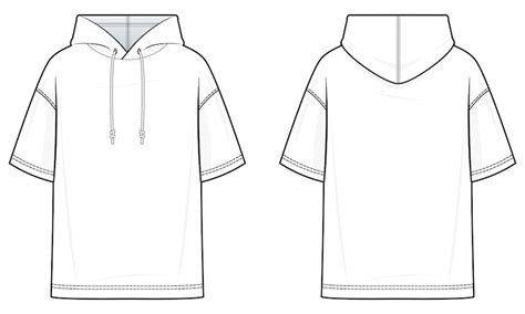 Premium Vector | Shortsleeved Hoodie technical fashion illustration ...
