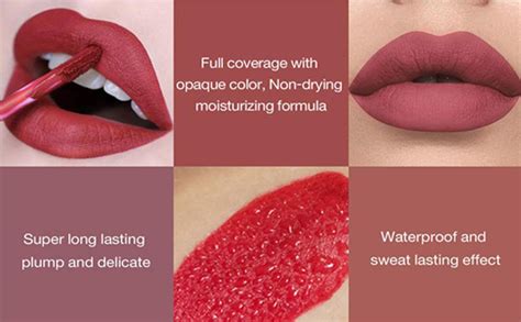 6 Stück matt flüssiger Lippenstift Nude Lipstick Waterproof Long Lasting Non Fading Natural